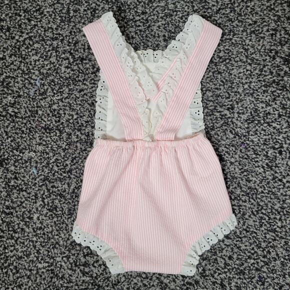 Vintage Tulip Eyelet Lace Striped Romper - Picture 5 of 5